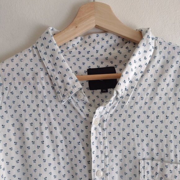 Rails Mens Carson Shirt XXL in Bleu Fleurs White and Blue Linen Blend Button Up - Picture 3 of 11